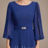 Mother of the Bride Dresses | A-line Scoop Tea-Length Chiffon Mother of the Bride Dress With Crystal Brooch Pleated As Picture – Womens