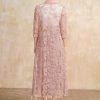 Mother of the Bride Dresses | A-line Scoop Tea-Length Chiffon Mother of the Bride Dress With Sequins Appliques Lace Dusty Rose – Womens