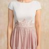 Mother of the Bride Dresses | A-line Scoop Tea-Length Chiffon Mother of the Bride Dress With Sequins Appliques Lace Dusty Rose – Womens