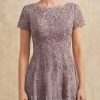 Mother of the Bride Dresses | A-line Scoop Tea-Length Tulle Lace Mother of the Bride Dress Dusk – Womens