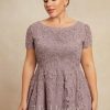 Mother of the Bride Dresses | A-line Scoop Tea-Length Tulle Lace Mother of the Bride Dress Dusk – Womens