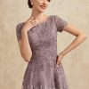 Mother of the Bride Dresses | A-line Scoop Tea-Length Tulle Lace Mother of the Bride Dress Dusk – Womens