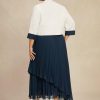 Mother of the Bride Dresses | A-line Square Asymmetrical Chiffon Mother of the Bride Dress With Beading Sequins Pleated Dark Navy – Womens