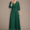 Mother of the Bride Dresses | A-line V-Neck Ankle-Length Chiffon Mother of the Bride Dress With Pleated Sequins Beading Dark Green – Womens