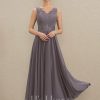 Mother of the Bride Dresses | A-line V-Neck Ankle-Length Chiffon Mother of the Bride Dress With Sequins Appliques Lace Beading As Picture – Womens