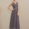 Mother of the Bride Dresses | A-line V-Neck Ankle-Length Chiffon Mother of the Bride Dress With Sequins Appliques Lace Beading As Picture – Womens