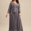 Mother of the Bride Dresses | A-line V-Neck Ankle-Length Chiffon Mother of the Bride Dress With Sequins Appliques Lace Beading As Picture – Womens