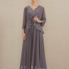 Mother of the Bride Dresses | A-line V-Neck Ankle-Length Chiffon Mother of the Bride Dress With Sequins Appliques Lace Beading As Picture – Womens