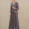 Mother of the Bride Dresses | A-line V-Neck Ankle-Length Chiffon Mother of the Bride Dress With Sequins Appliques Lace Beading As Picture – Womens