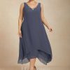 Mother of the Bride Dresses | A-line V-Neck Asymmetrical Chiffon Mother of the Bride Dress With Beading Stormy – Womens