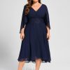 Mother of the Bride Dresses | A-line V-Neck Asymmetrical Chiffon Mother of the Bride Dress With Pleated Appliques Lace As Picture – Womens