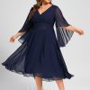 Mother of the Bride Dresses | A-line V-Neck Asymmetrical Chiffon Mother of the Bride Dress With Pleated Appliques Lace As Picture – Womens