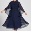 Mother of the Bride Dresses | A-line V-Neck Asymmetrical Chiffon Mother of the Bride Dress With Pleated Appliques Lace As Picture – Womens