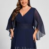 Mother of the Bride Dresses | A-line V-Neck Asymmetrical Chiffon Mother of the Bride Dress With Pleated Appliques Lace As Picture – Womens