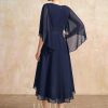 Mother of the Bride Dresses | A-line V-Neck Asymmetrical Chiffon Mother of the Bride Dress With Pleated Appliques Lace As Picture – Womens