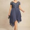 Mother of the Bride Dresses | A-line V-Neck Asymmetrical Lace Chiffon Mother of the Bride Dress Stormy – Womens