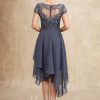 Mother of the Bride Dresses | A-line V-Neck Asymmetrical Lace Chiffon Mother of the Bride Dress Stormy – Womens