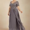 Mother of the Bride Dresses | A-line V-Neck Floor-Length Chiffon Lace Mother of the Bride Dress As Picture – Womens