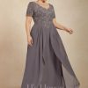 Mother of the Bride Dresses | A-line V-Neck Floor-Length Chiffon Lace Mother of the Bride Dress As Picture – Womens