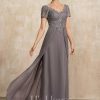 Mother of the Bride Dresses | A-line V-Neck Floor-Length Chiffon Lace Mother of the Bride Dress As Picture – Womens