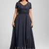 Mother of the Bride Dresses | A-line V-Neck Floor-Length Chiffon Lace Mother of the Bride Dress With Cascading Ruffles Sequins Beading As Picture – Womens