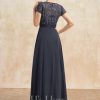 Mother of the Bride Dresses | A-line V-Neck Floor-Length Chiffon Lace Mother of the Bride Dress With Cascading Ruffles Sequins Beading As Picture – Womens