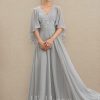 Mother of the Bride Dresses | A-line V-Neck Floor-Length Chiffon Lace Mother of the Bride Dress With Sequins Beading As Picture – Womens