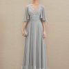 Mother of the Bride Dresses | A-line V-Neck Floor-Length Chiffon Lace Mother of the Bride Dress With Sequins Beading As Picture – Womens