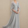 Mother of the Bride Dresses | A-line V-Neck Floor-Length Chiffon Lace Mother of the Bride Dress With Sequins Beading As Picture – Womens