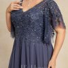 Mother of the Bride Dresses | A-line V-Neck Floor-Length Chiffon Lace Mother of the Bride Dress With Sequins Beading Stormy – Womens