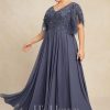 Mother of the Bride Dresses | A-line V-Neck Floor-Length Chiffon Lace Mother of the Bride Dress With Sequins Beading Stormy – Womens