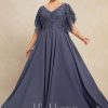 Mother of the Bride Dresses | A-line V-Neck Floor-Length Chiffon Lace Mother of the Bride Dress With Sequins Beading Stormy – Womens