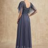 Mother of the Bride Dresses | A-line V-Neck Floor-Length Chiffon Lace Mother of the Bride Dress With Sequins Beading Stormy – Womens