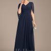 Mother of the Bride Dresses | A-line V-Neck Floor-Length Chiffon Mother of the Bride Dress With Pleated As Picture – Womens