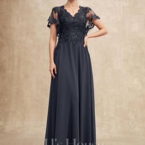 Mother of the Bride Dresses | A-line V-Neck Floor-Length Lace Chiffon Mother of the Bride Dress With Sequins As Picture – Womens