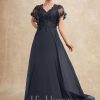 Mother of the Bride Dresses | A-line V-Neck Floor-Length Lace Chiffon Mother of the Bride Dress With Sequins As Picture – Womens