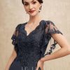 Mother of the Bride Dresses | A-line V-Neck Floor-Length Lace Chiffon Mother of the Bride Dress With Sequins As Picture – Womens