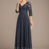 Mother of the Bride Dresses | A-line V-Neck Floor-Length Lace Chiffon Mother of the Bride Dress With Sequins As Picture – Womens