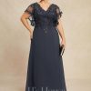 Mother of the Bride Dresses | A-line V-Neck Floor-Length Lace Chiffon Mother of the Bride Dress With Sequins As Picture – Womens