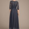 Mother of the Bride Dresses | A-line V-Neck Floor-Length Lace Chiffon Mother of the Bride Dress With Sequins As Picture – Womens