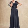 Mother of the Bride Dresses | A-line V-Neck Floor-Length Lace Chiffon Mother of the Bride Dress With Sequins As Picture – Womens