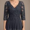 Mother of the Bride Dresses | A-line V-Neck Floor-Length Lace Chiffon Mother of the Bride Dress With Sequins As Picture – Womens