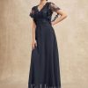 Mother of the Bride Dresses | A-line V-Neck Floor-Length Lace Chiffon Mother of the Bride Dress With Sequins As Picture – Womens