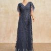 Mother of the Bride Dresses | A-line V-Neck Floor-Length Tulle Lace Mother of the Bride Dress With Sequins Stormy – Womens