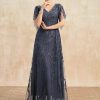 Mother of the Bride Dresses | A-line V-Neck Floor-Length Tulle Lace Mother of the Bride Dress With Sequins Stormy – Womens