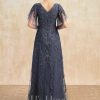 Mother of the Bride Dresses | A-line V-Neck Floor-Length Tulle Lace Mother of the Bride Dress With Sequins Stormy – Womens