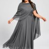 Mother of the Bride Dresses | A-line V-Neck Illusion Ankle-Length Chiffon Lace Mother of the Bride Dress With Sequins Steel Grey – Womens