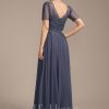 Mother of the Bride Dresses | A-line V-Neck Illusion Floor-Length Lace Chiffon Mother of the Bride Dress With Sequins Stormy – Womens