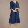 Mother of the Bride Dresses | A-line V-Neck Knee-Length Chiffon Lace Mother of the Bride Dress With Pleated Beading Sequins Navy Blue – Womens