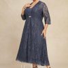 Mother of the Bride Dresses | A-line V-Neck Tea-Length Chiffon Mother of the Bride Dress Stormy – Womens